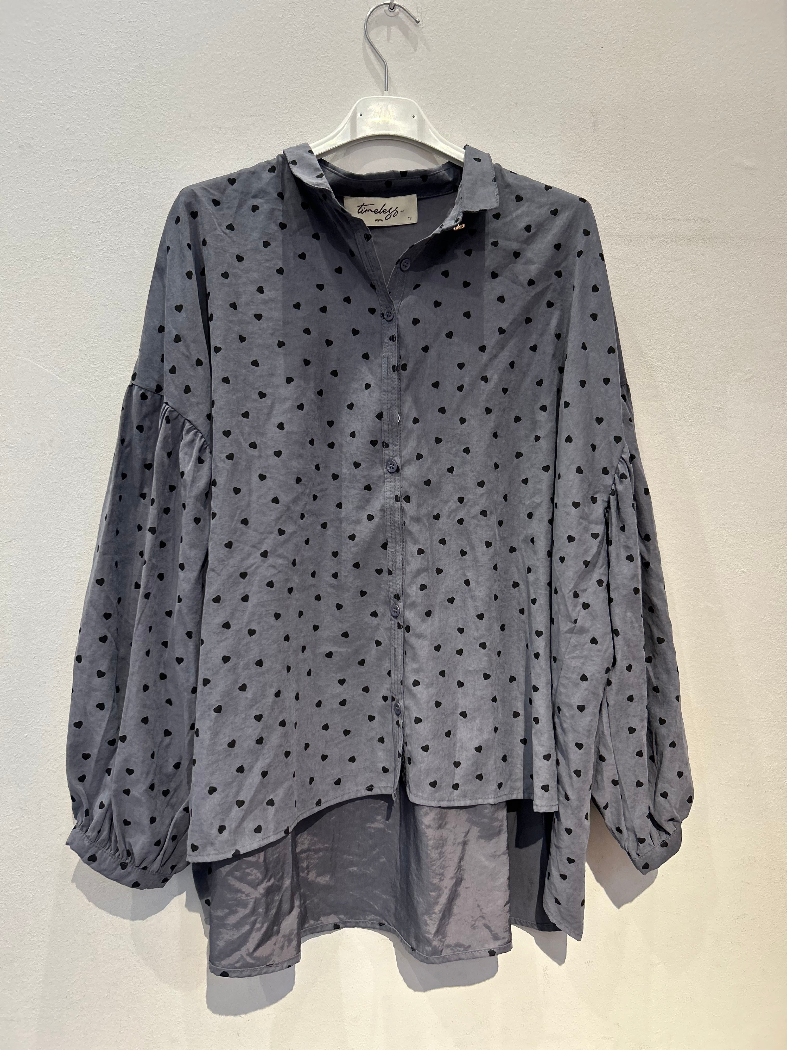 Camisa Corazones Antracita