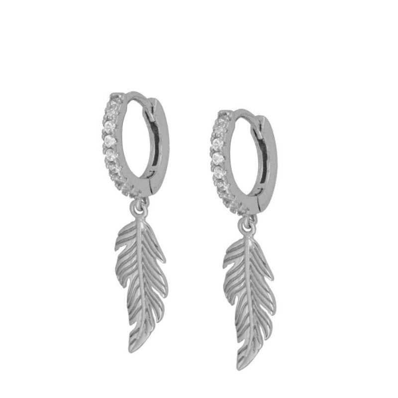 Pendiente Pluma Circonita Blanca