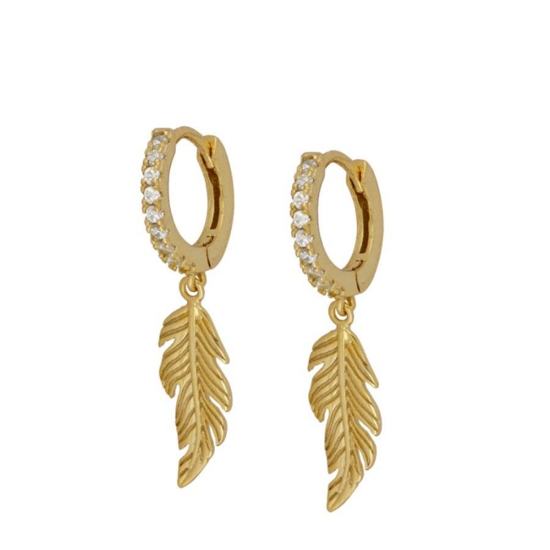 Pendiente Pluma Circonita Blanca