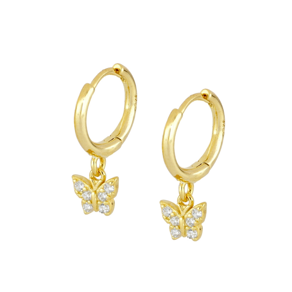 Pendiente Aro click con Mariposa Circonita