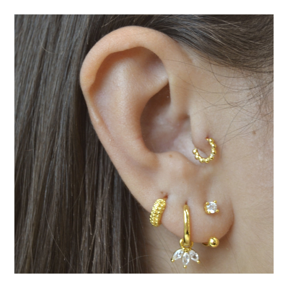 Pendiente Aro con Hojas Circonitas